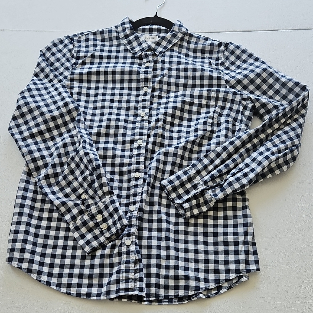 J. Crew Black and White Checkered Button Down Shirt